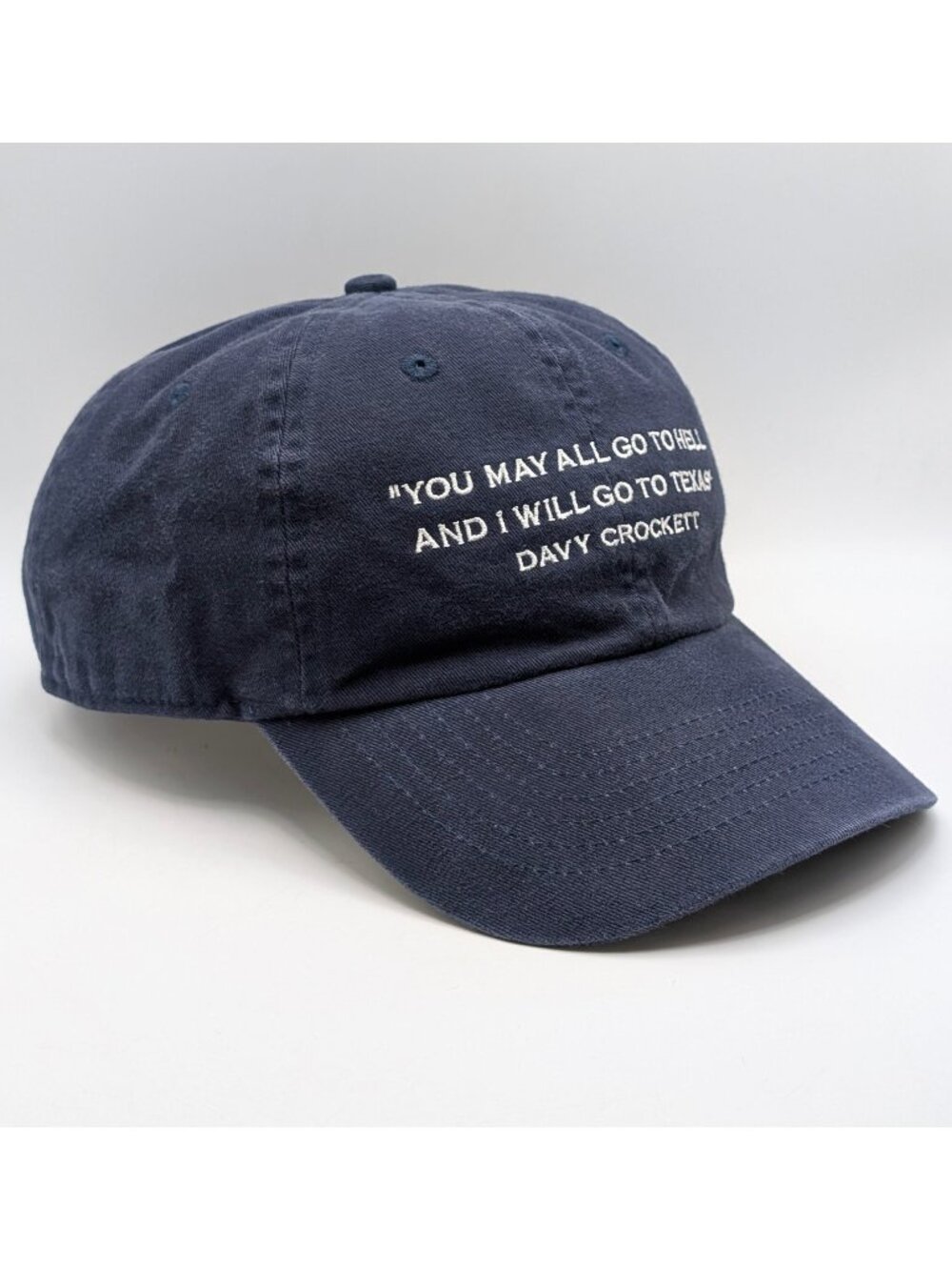 Davy Crockett Go To Texas Adult Strap Back Baseball Cap Hat Navy Blue Unisex